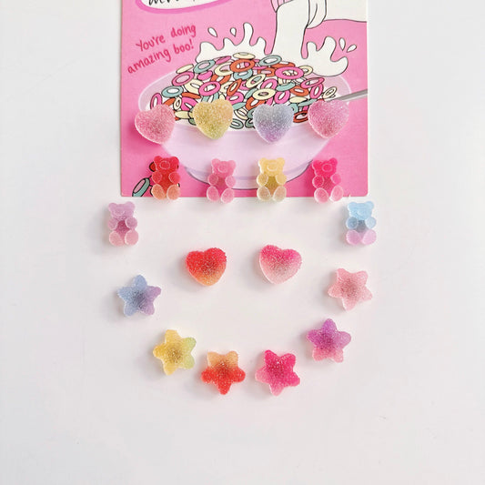 Gummy bear heart or star-shaped gummy magnets